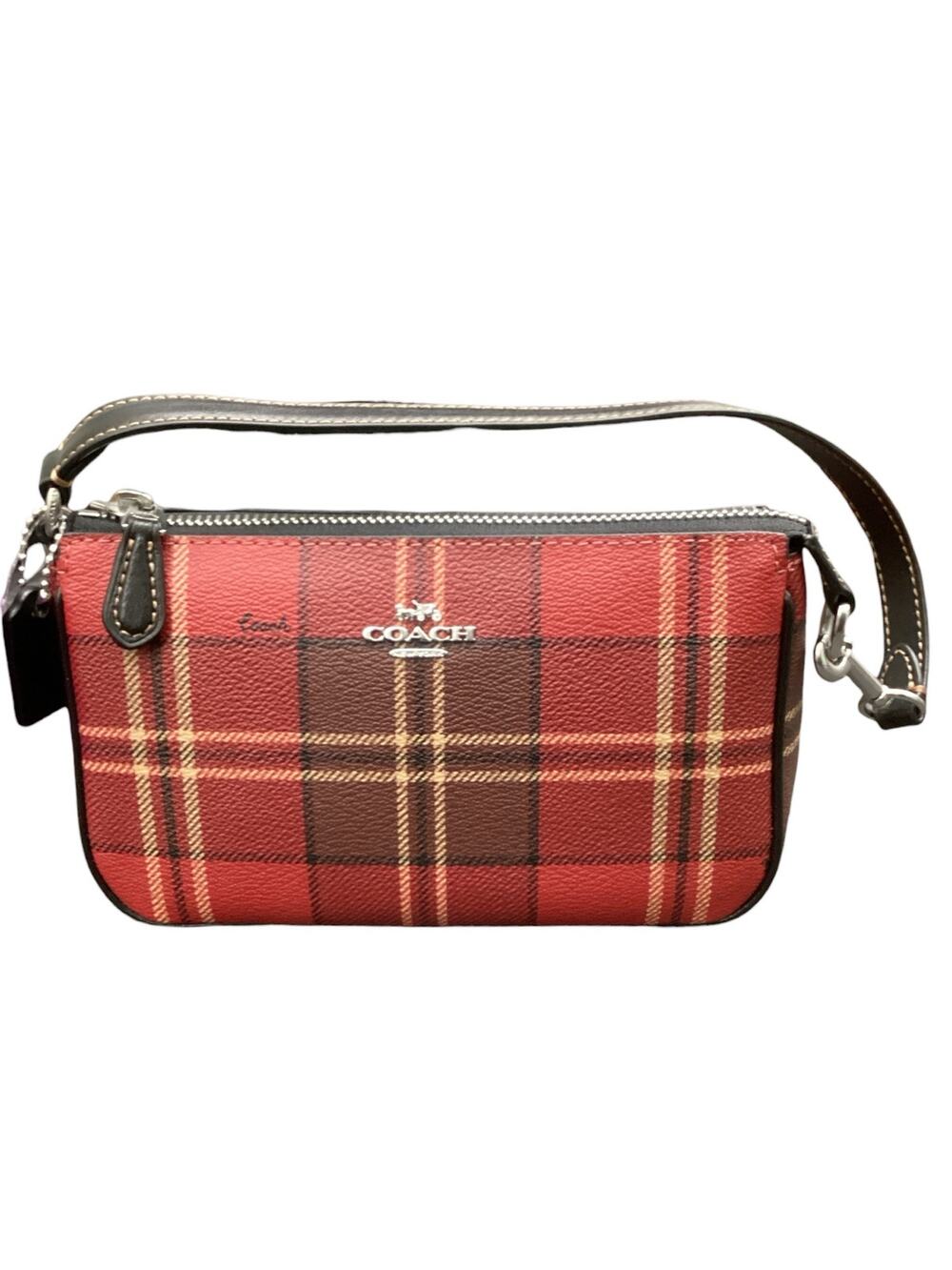 NWT Coach Purse/ Mini Bag Nolita 19 Leather Bag Tag Plaid Pattern Red & Black